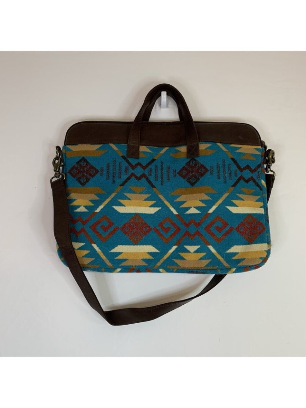 Pendleton Aztec Wool Laptop Bag Blue Large - Picture 2 of 5